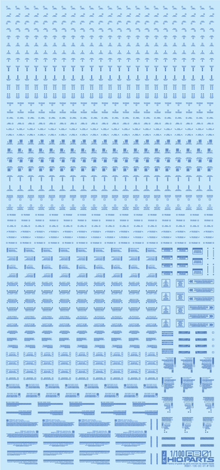 HiQ Parts 1/100 RB01 Caution Decal Blue (1pc)