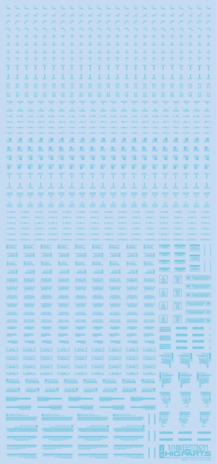 HiQ Parts 1/100 RB01 Caution Decal Pastel Blue (1pc)