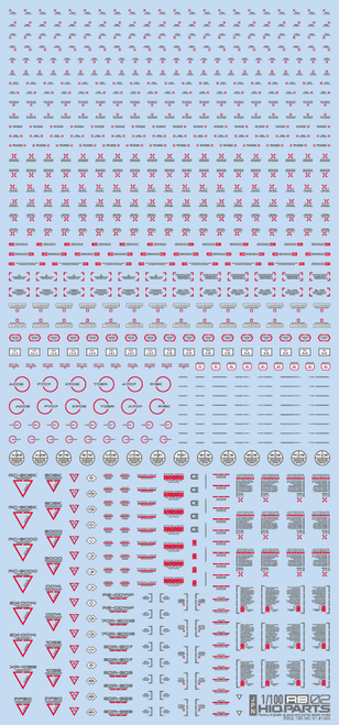 HiQ Parts 1/100 RB02 Caution Decal Red & Gray (1pc)