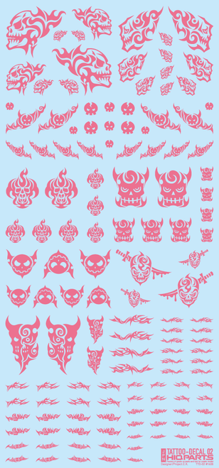 HiQ Parts Tattoo Decal 02 'Skull' Tattoo Pink (1pc)