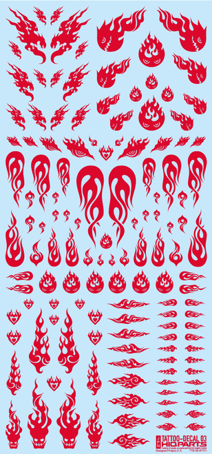 HiQ Parts Tattoo Decal 03 'Fire' Red (1pc)