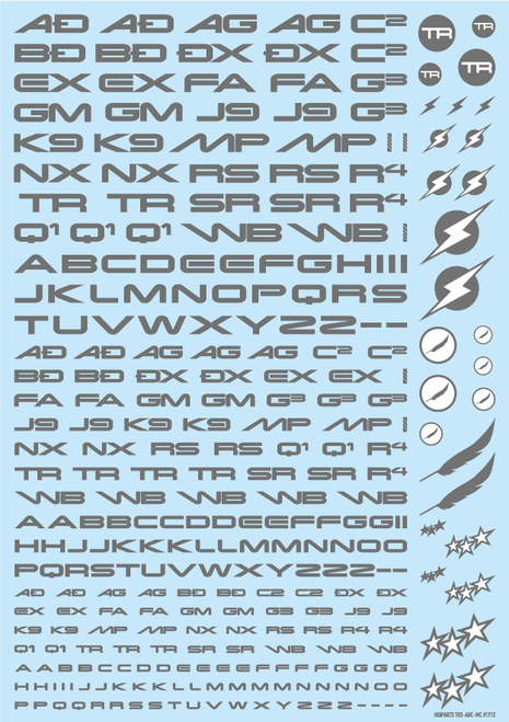 HiQ Parts TR Decal 3 Alphabet Gray (1pc)