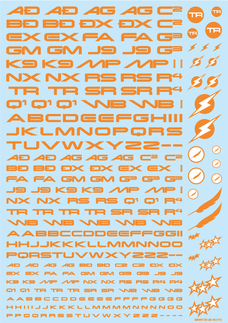 HiQ Parts TR Decal 3 Alphabet Orange (1pc)