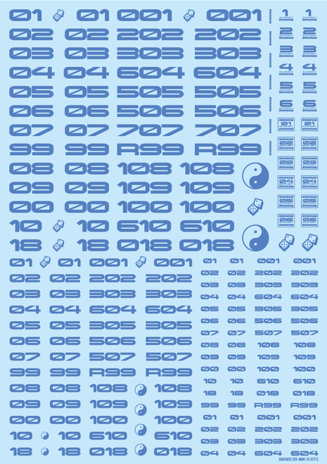 HiQ Parts TR Decal 3 Number Blue (1pc)