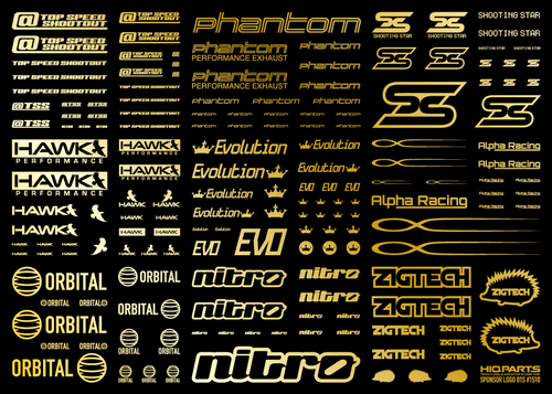 HiQ Parts Sponsor Logo Decal 01S Gold (1pc)