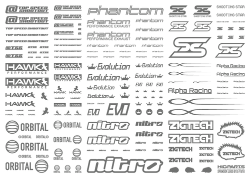 HiQ Parts Sponsor Logo Decal 02S Gray (1pc)