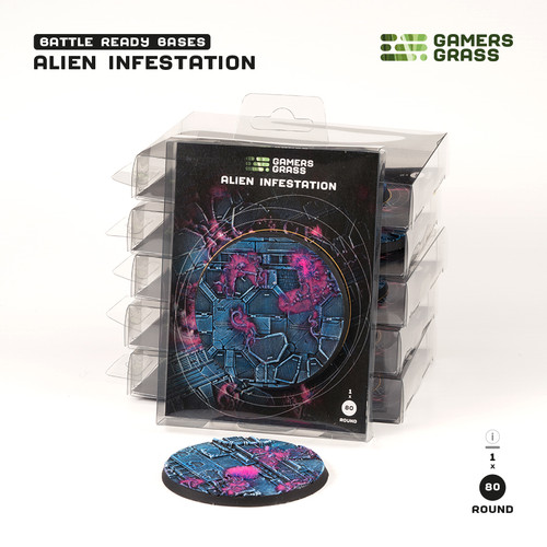 Gamers Grass Battle Ready Bases - Alien Infestation - Round 80mm (x1)