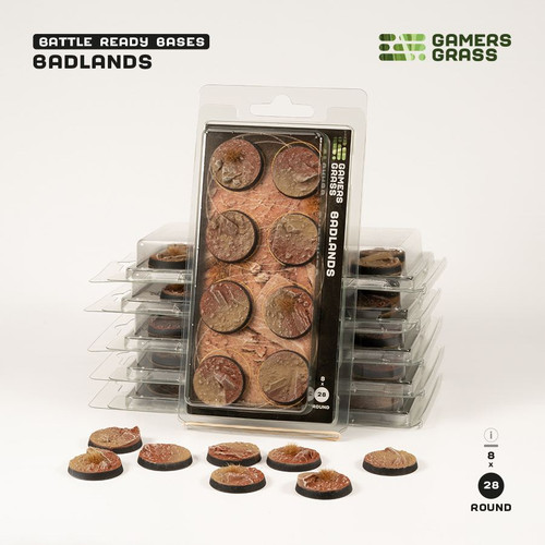 Gamers Grass Battle Ready Bases - Badlands - Round 28mm (x8)