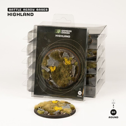 Gamers Grass Battle Ready Bases - Highland - Round 80mm (x1)