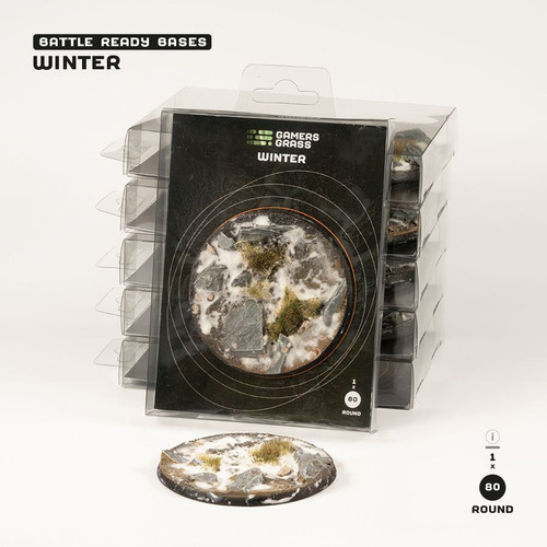 Gamers Grass Battle Ready Bases - Winter - Round 80mm (x1)