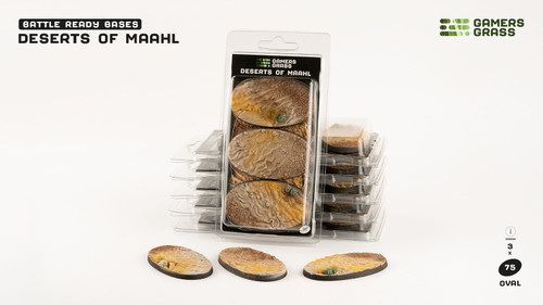 Gamers Grass Battle Ready Bases - Deserts of Maahl - Oval 75mm (x3)