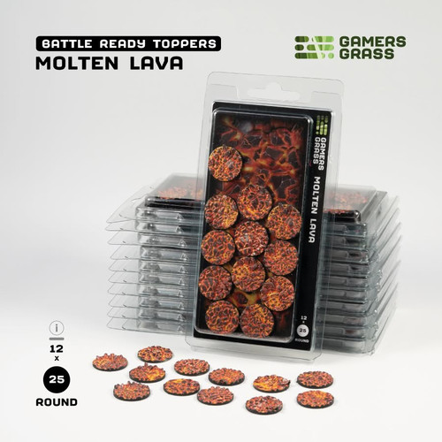 Gamers Grass Battle Ready Bases - Molten Lava - Round 25mm (x12)