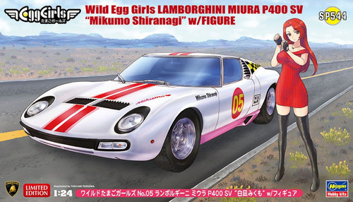 Hasegawa 1/24 Scale Wild Egg Girls Collection No.05 Lamborghini Miura P400 SV Mikumo Shiranagi with Figure Model Kit Hasegawa 1/24 Scale Wild Egg Girls Collection No.05 Lamborghini Miura P400 SV Mikumo Shiranagi with Figure Model Kit