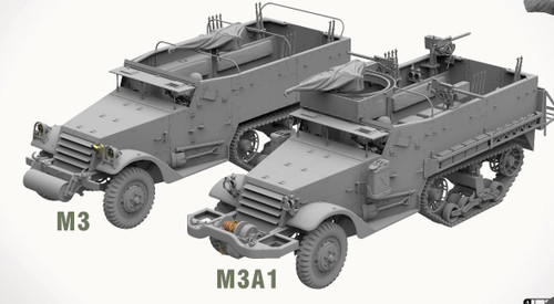PRE-ORDER Andy's Hobby Headquarters 1/35 M3 & M3A1 US WWII Halftracks (2 Full Kits in One Box)