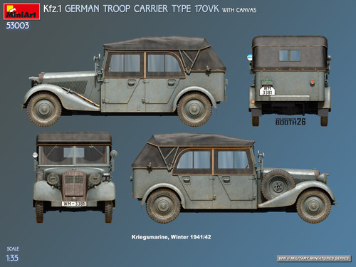 PRE-ORDER MiniArt 1/35 Kfz.1 German Troop Carrier Type 170VK with Canvas