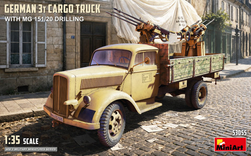 PRE-ORDER MiniArt 1/35 German 3T Cargo Truck with  MG 151/20 Drilling