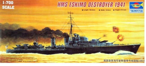 Trumpeter 1/700 Tribal-class destroyer HMS Eskimo (F75)1941