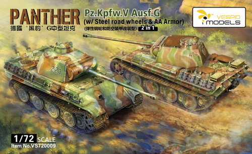 Vespid Models 1/72 Pz.Kpfw. V Panther Ausf.G (w/ Steel Road Wheels & AA Armour) 2 in 1