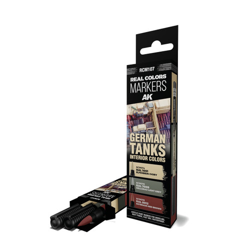 AK Interactive Real Colors Markers German Tanks Interior Colors - Set 3 Real Colors Markers