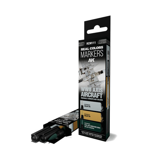 AK Interactive Real Colors Markers WWII Axis Aircraft Squiggle Camouflage Colors - Set 3 Real Colors Markers