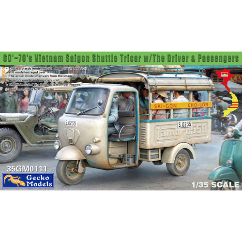 Gecko 1/35 60'~70's Saigon Shuttle Motor-Tricycle w/ The Driver & Passengers