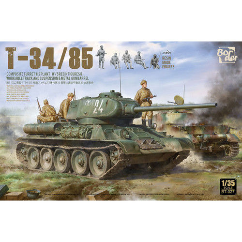 Border Model 1/35 T-34-85 Composite Turret 112 Plant w/ 5 Resin Figures, Workable Tracks, and Metal Gun Barrel