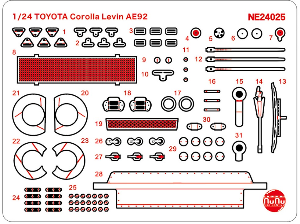 Platz NuNu Detail-Up Parts for 1/24 TOYOTA COROLLA AE92 '91 JTC AUTOPOLIS
