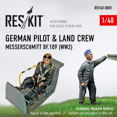 Res/Kit 1/48 WW2 German Pilot & Land Crew Messerschmitt Bf.109