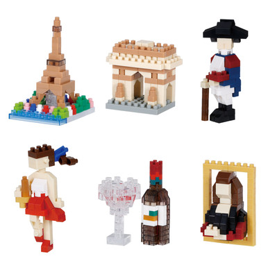 Nanoblock Travel France Assortment #01 Mininano Building Block Figure Blind Box of 6
