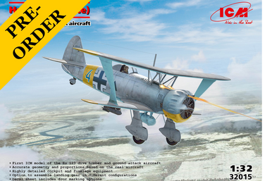 ICM 1/32 Hs 123A-1 (late), WWII German attack aircraft (100% new molds)