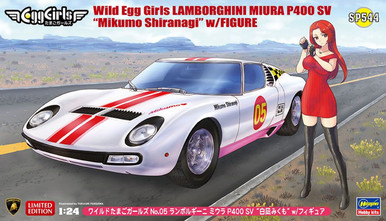 Hasegawa 1/24 Scale Wild Egg Girls Collection No.05 Lamborghini Miura P400 SV Mikumo Shiranagi with Figure Model Kit