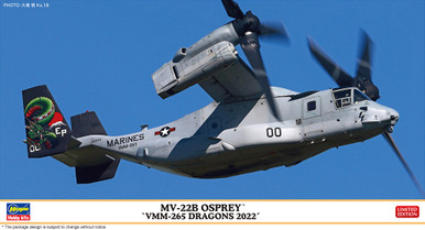 Hasegawa 1/72 Scale MV-22B Osprey VMM-265 Dragons 2022 Propeller Plane Model Kit