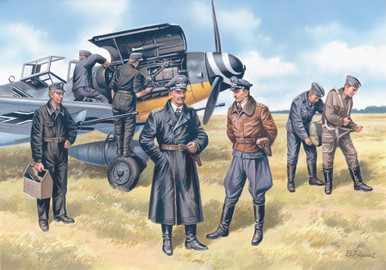 ICM 1/48 German Luftwaffe Pilots and Ground Personnel 1939-1945 (3 Pilots, 4 Mechanics)