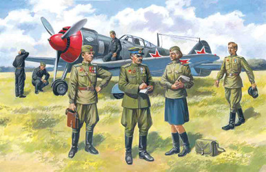 ICM 1/48 Soviet Air Force Pilots and Ground Personnel 1943-1945 (1 Staff Officer, 2 Pilots, 3 Mechanics, 1 Military Servicewoman)