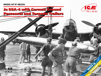 ICM 1/48 Junker Ju 88A-4 with German Ground Personnel and Torpedo Trailers