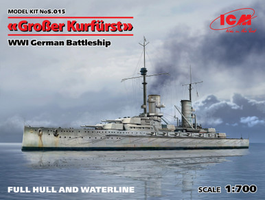 ICM 1/700 GroBer Kurfurst Full Hull & Waterline WWI German Battleship