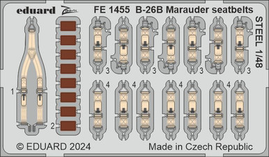 Eduard B-26B Marauder seatbelts steel 1/48 Zoom set for ICM