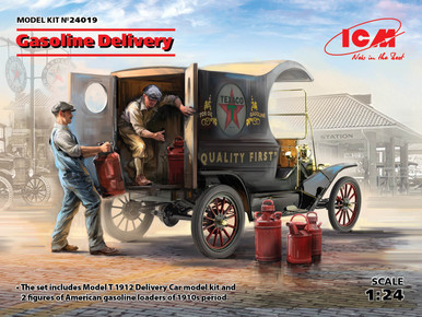 ICM 1/24 Gasoline Delivery Model T 1912 Delivery Car with American Gasoline Loaders