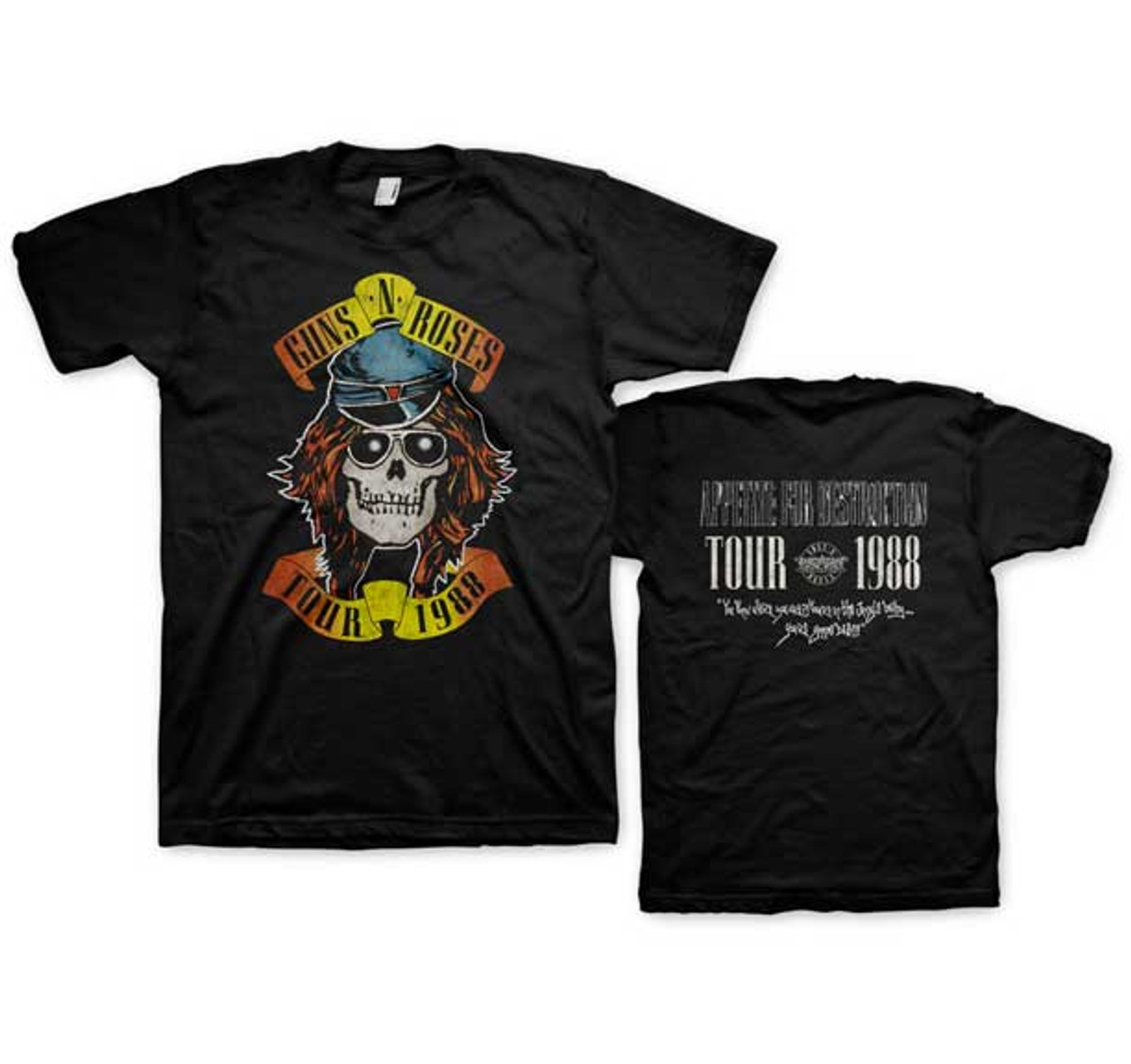 Guns N Roses Appetite for Destruction Tour 1988 2-Sided T-Shirt