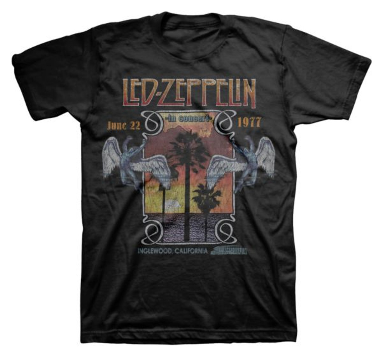 Led Zeppelin Inglewood, California 1977 Concert tee | More vintage styled  classic rock tee at OldSchoolTees.com