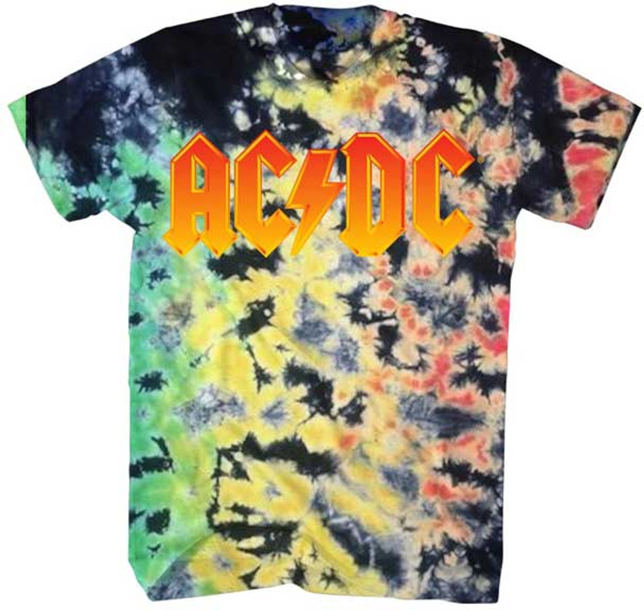 AC DC Tie Dye Logo T Shirt Old School Tees