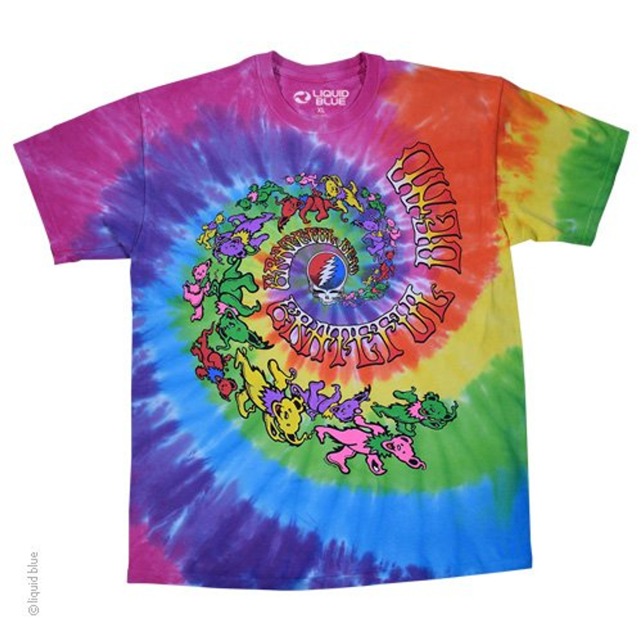 Grateful Dead Spiral Trippy Bears Tie Dye T shirt