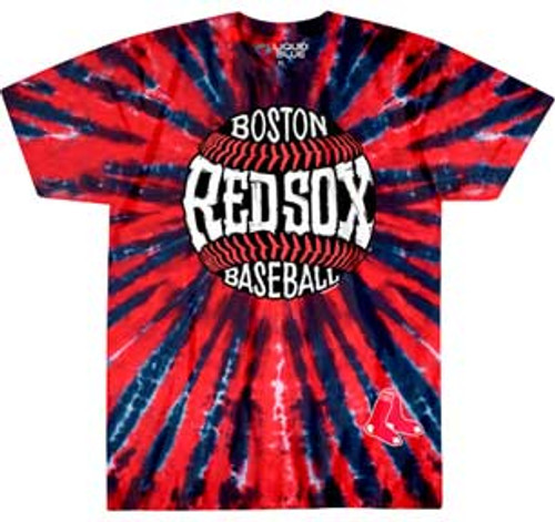 Boston Red Sox Burst Baseball T-Shirt - Blue & Red Tie Dye