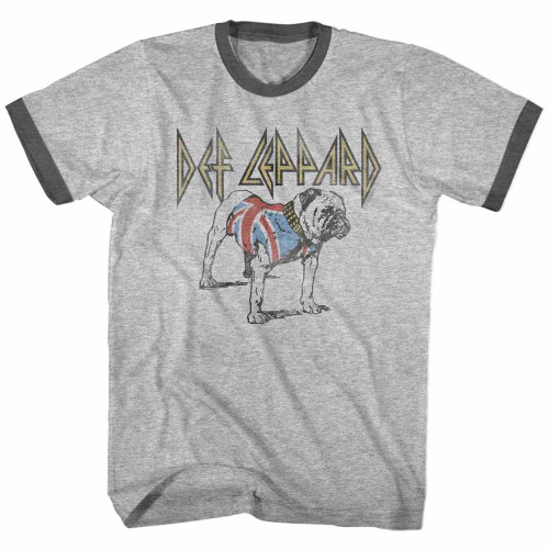 Def Leppard - Bull Dog Ringer-Shirt - Black & Gray