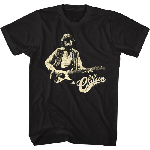 Eric Clapton Playing Guitar T-Shirt - Black