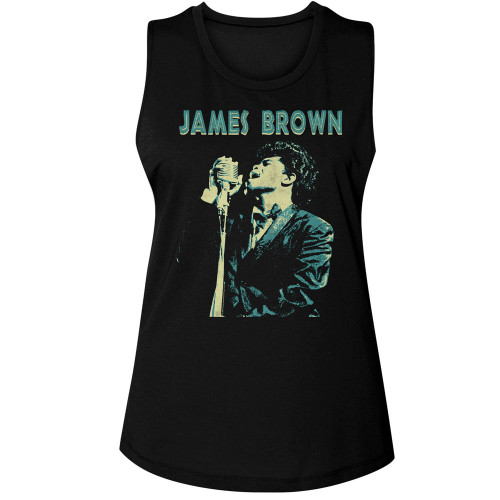 James Brown Singing Ladies Muscle Tank - Black