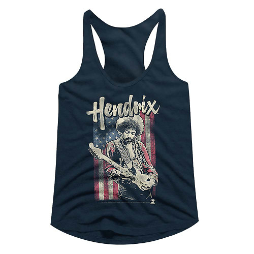 Jimi Hendrix American Flag Racerback Tank - Royal Blue