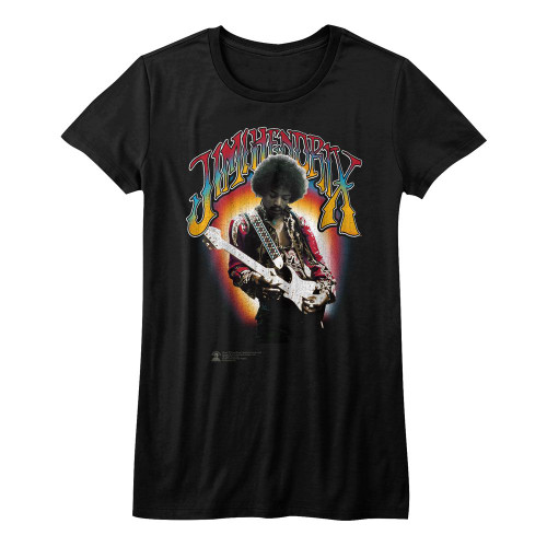 Jimi Hendrix Flaming Aura Ladies T-Shirt - Black