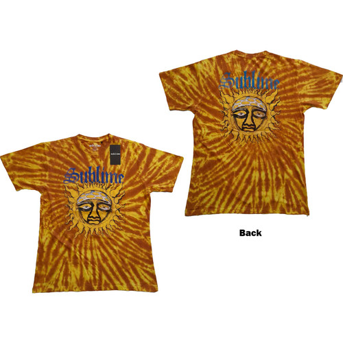 Sublime Sun Face Dip Dye 2-Sided T-Shirt Front & Back - Orange & Yellow