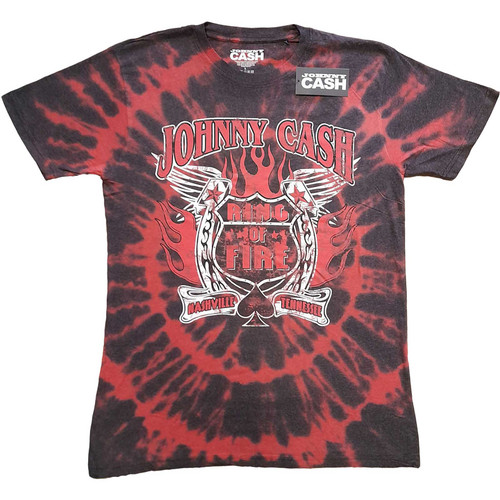 Johnny Cash Ring Of Fire Dip Dye T-Shirt - Red